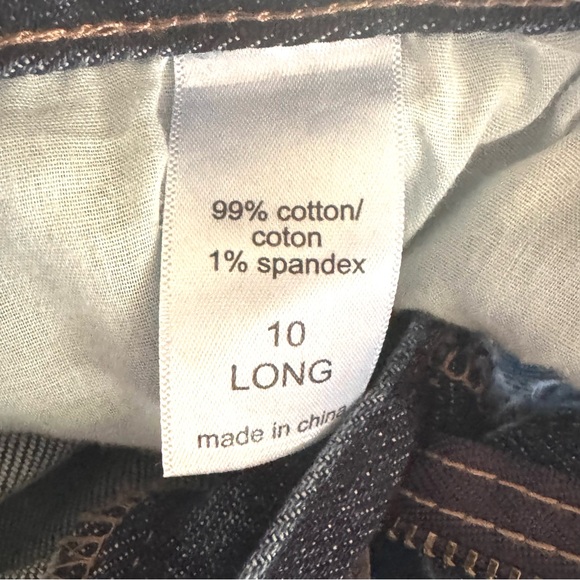 Maurice’s High Rise Wm’s Dark Wash Jeans Straight Leg Lt Distressing Sz 10L - Picture 12 of 13